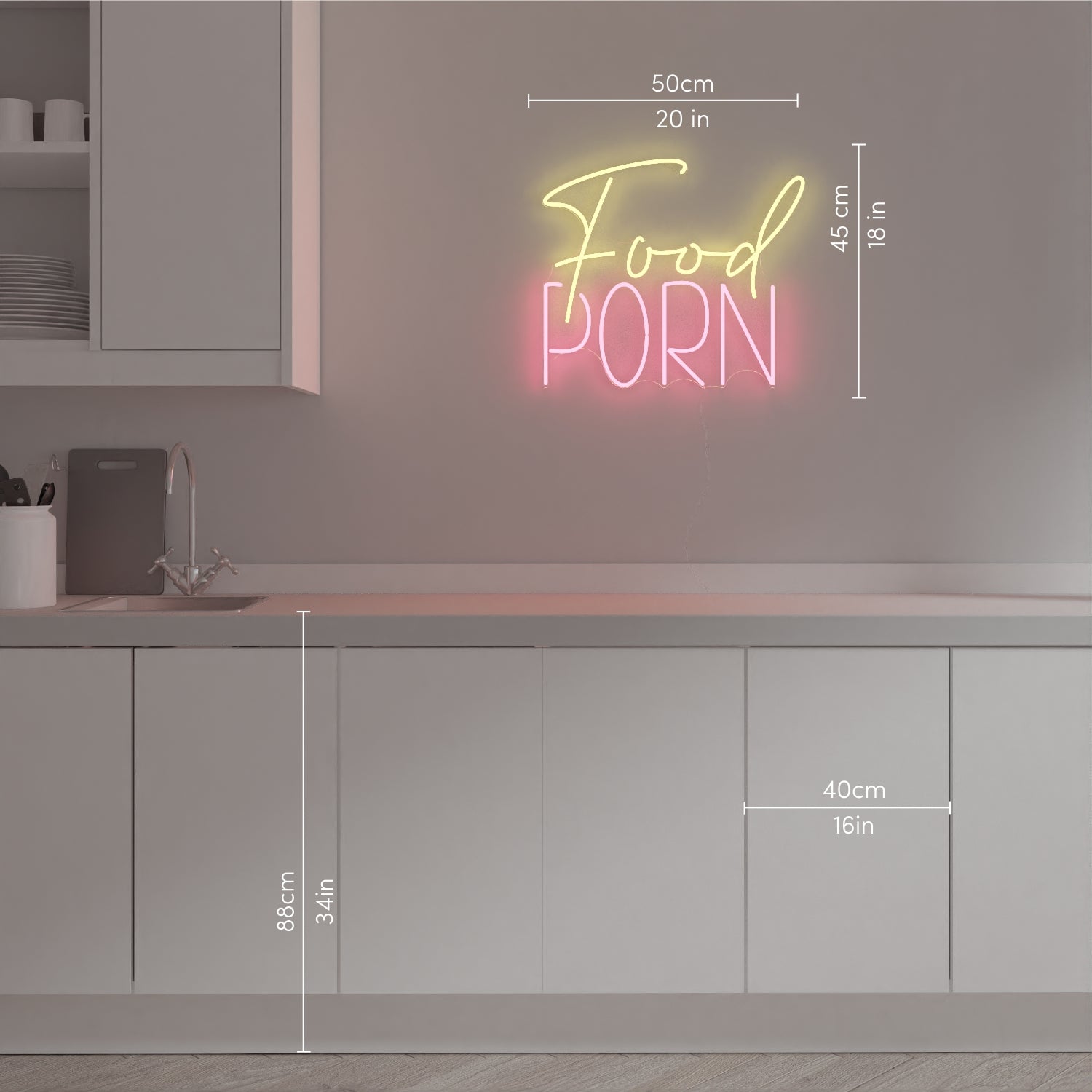 Food Porn, neon LED sign